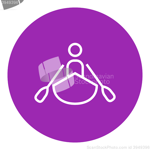 Image of Man kayaking line icon.