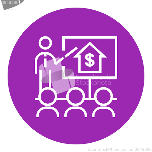 Image of Real estate training line icon.