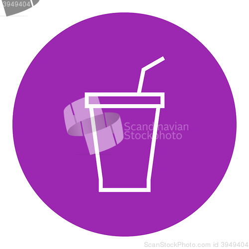 Image of Disposable cup with drinking straw line icon.