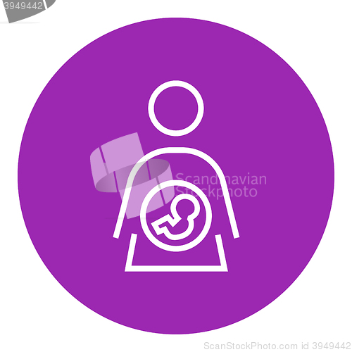 Image of Baby fetus in mother womb line icon.