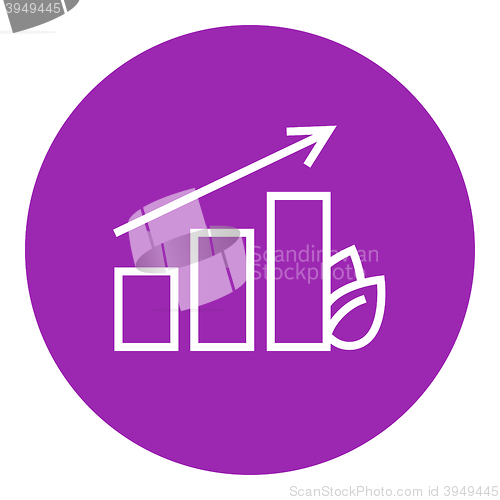 Image of Bar graph with leaf line icon.