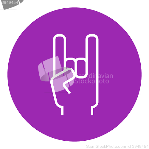 Image of Rock and roll hand sign line icon.