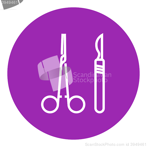 Image of Surgical instruments line icon.