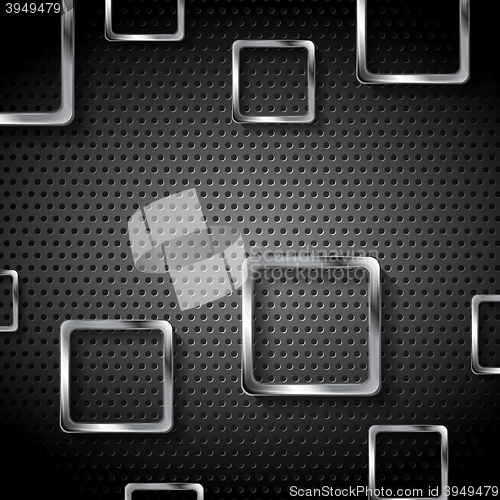 Image of Abstract metal perforated background with squares