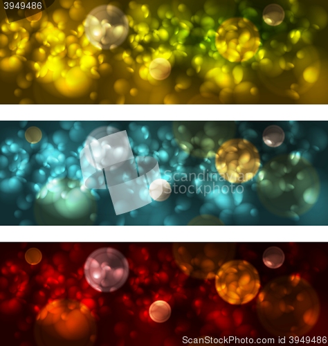 Image of Bright glowing bokeh banners design