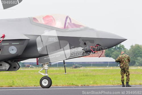 Image of LEEUWARDEN, NETHERLANDS - JUNE 11, 2016: Close-up of the new F-3