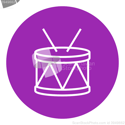 Image of Drum with sticks line icon.