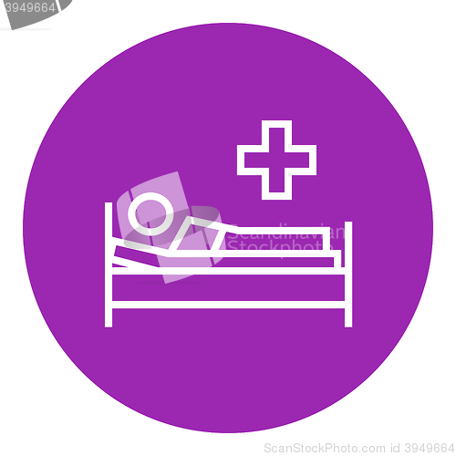 Image of Patient lying on bed line icon.