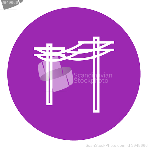 Image of High voltage power lines line icon.