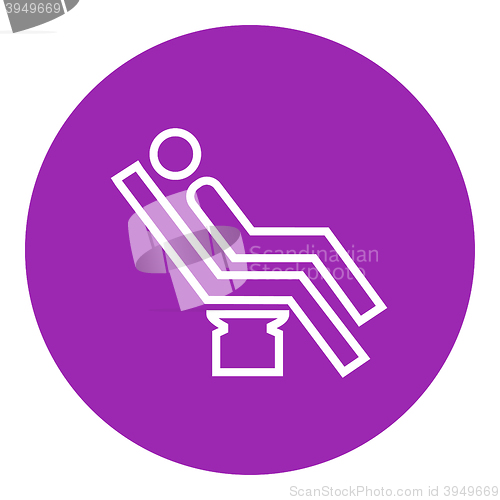 Image of Man sitting on dental chair line icon.