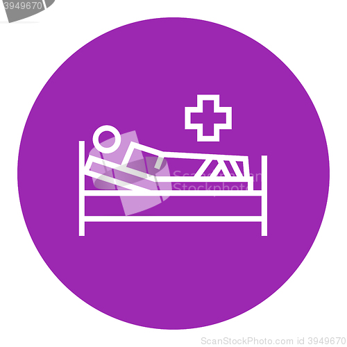 Image of Patient lying on bed line icon.