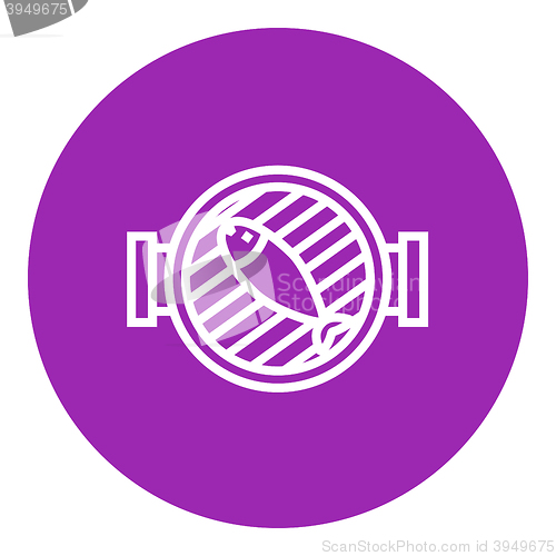 Image of Fish on grill line icon.