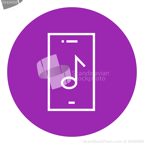 Image of Phone with musical note line icon.