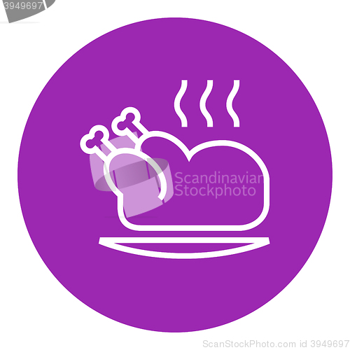 Image of Baked whole chicken line icon.