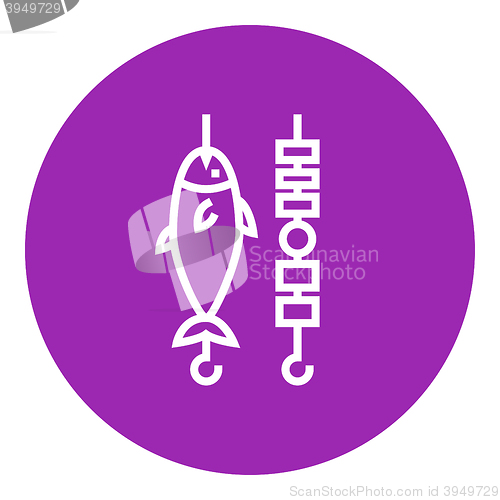 Image of Shish kebab and grilled fish line icon.