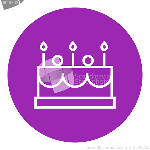 Image of Birthday cake with candles line icon.