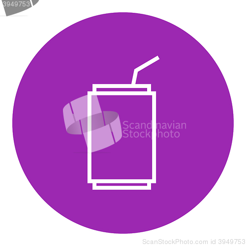 Image of Soda can with drinking straw line icon.