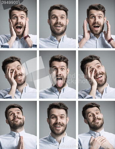 Image of Set of young man\'s portraits with different emotions