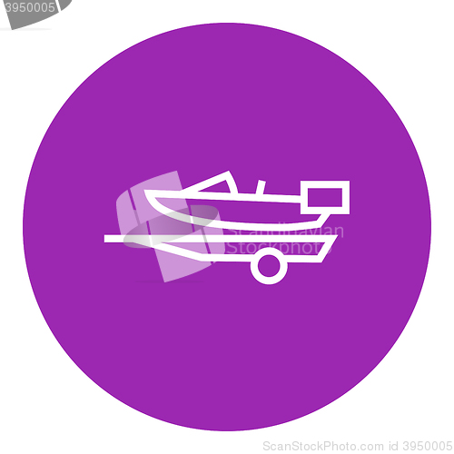 Image of Boat on trailer for transportation line icon.