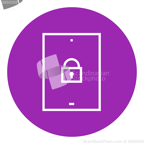 Image of Digital tablet security line icon.