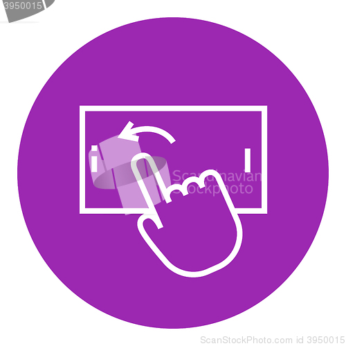 Image of Finger touching smartphone line icon.