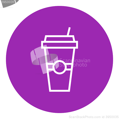 Image of Disposable cup with drinking straw line icon.