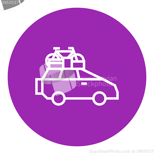 Image of Car with bicycle mounted to the roof line icon.
