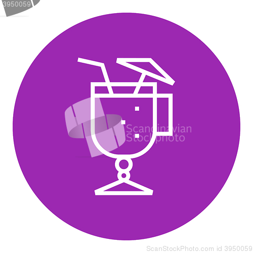 Image of Glass with drinking straw and umbrella line icon.