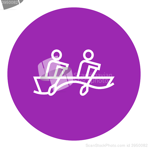 Image of Tourists sitting in boat line icon.