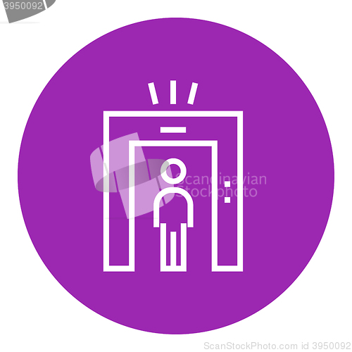 Image of Man going through metal detector gate line icon.