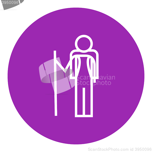 Image of Tourist backpacker line icon.