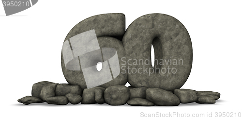 Image of stone number sixty on white background - 3d rendering