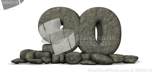 Image of stone number ninety on white background - 3d rendering