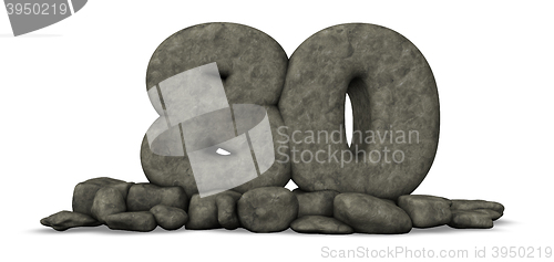 Image of stone number eighty on white background - 3d rendering