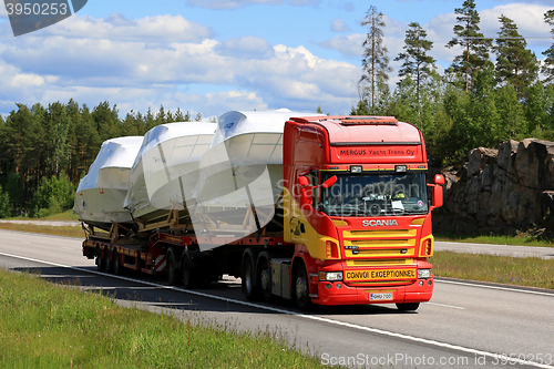 Image of Scania Semi Trailer Boat Transport