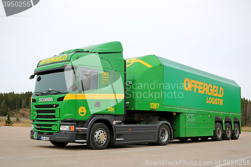 Image of Green Scania Semi Tank Trailer