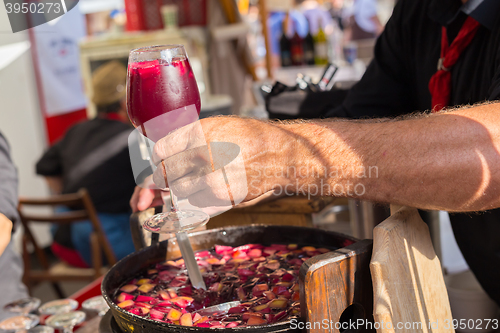 Image of Refreshing sangria served on food stall.