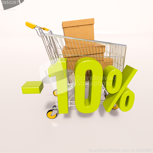 Image of Shopping cart and percentage sign, 10 percent