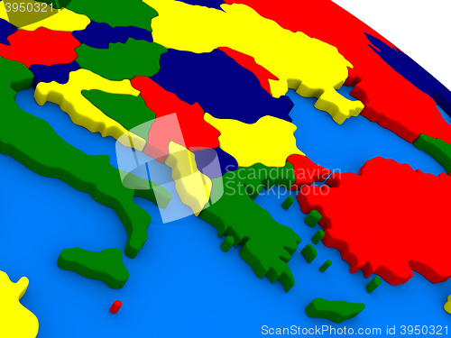 Image of Greece on colorful 3D globe