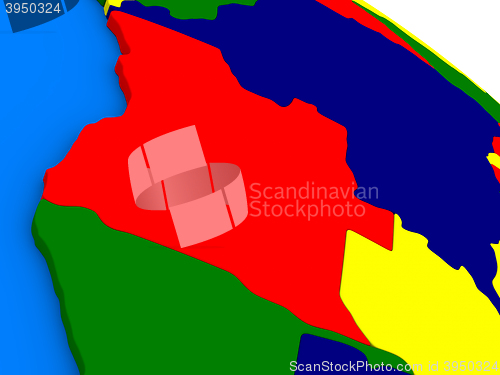 Image of Angola on colorful 3D globe