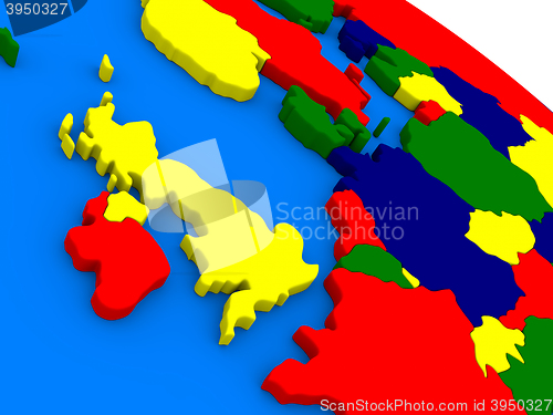 Image of United Kingdom on colorful 3D globe