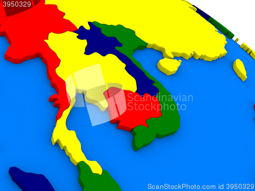 Image of Thailand on colorful 3D globe