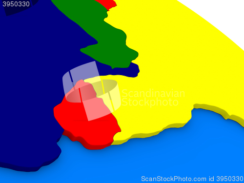 Image of Uruguay on colorful 3D globe