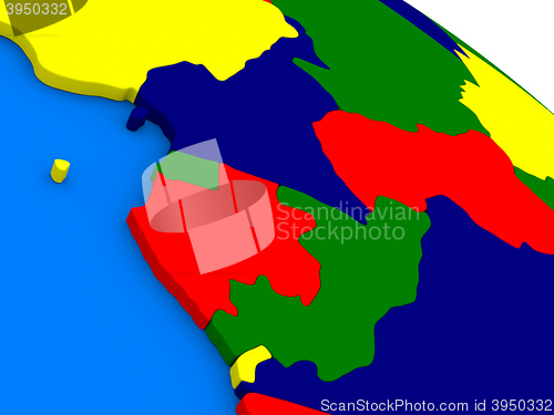 Image of Cameroon, Gabon and Congo on colorful 3D globe