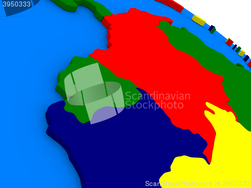 Image of Ecuador on colorful 3D globe