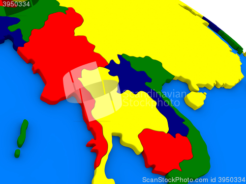 Image of Myanmar on colorful 3D globe