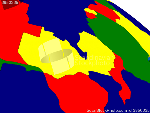 Image of Zambia on colorful 3D globe