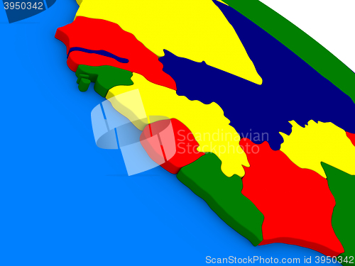 Image of Liberia, Sierra Leone and Guinea on colorful 3D globe