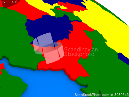 Image of Afghanistan and Pakistan on colorful 3D globe