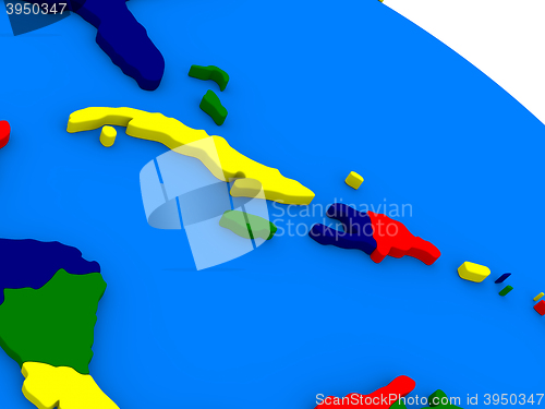 Image of North Caribbean on colorful 3D globe